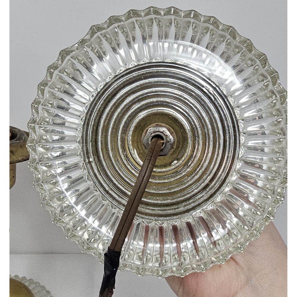 Vtg Antique Art Deco Molded Glass Metal Desk Side Table Lamp MCM  9” Pair Works - Picture 4 of 14